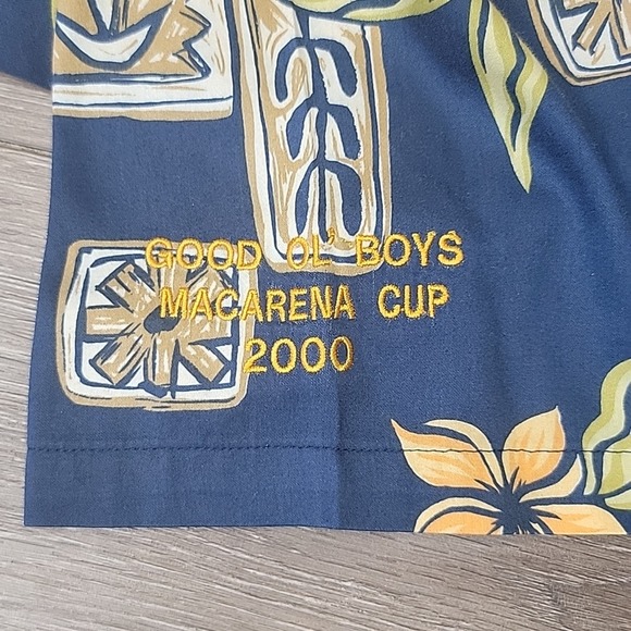 Vintage STRAIGHT DOWN Hawaiian Floral Button Up Shirt Mens XL Blue Sateen USA - Picture 6 of 6